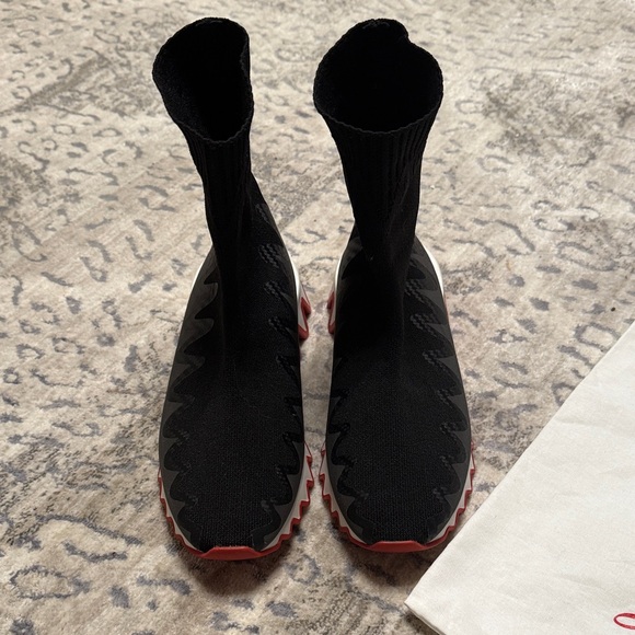 Christian Louboutin Black and Red Ankle Boots - Picture 3 of 6